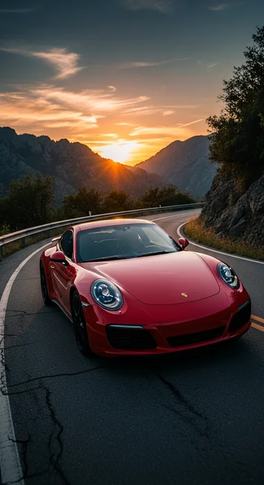 Roter Porsche 911 Wallpaper 4K – Hochwertige Hintergrundbilder fürs Handy