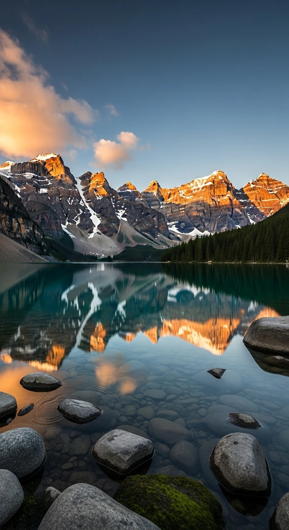 iPhone 17 Wallpaper – Beruhigendes Berg & Wasser Hintergrundbild in 4K hintergrundbild